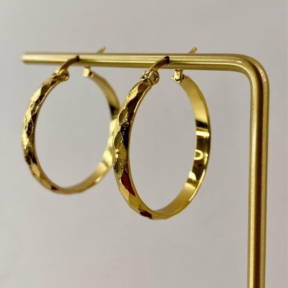 Beautiful Pair of High Quality Gold Plated French Hoop Earrings